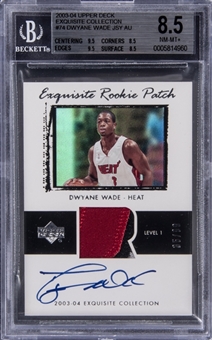 2003/04 Upper Deck Exquisite Collection #74 Dwyane Wade Signed Patch Rookie Card (#35/99) - BGS NM-MT+ 8.5/BGS 10